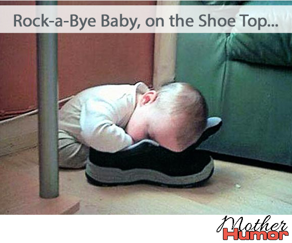 Baby sleeping in a shoe