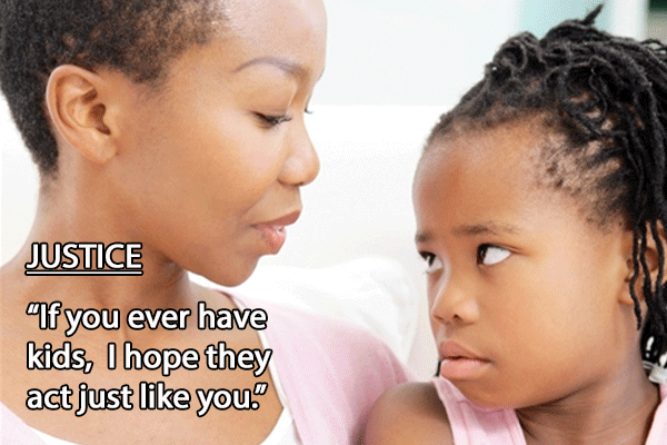 mom talking to daughter