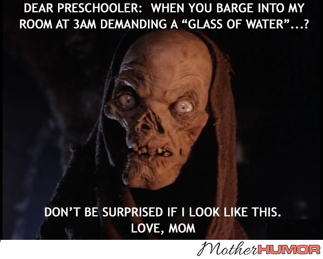 Funny picture of what a mom looks like in middle of night